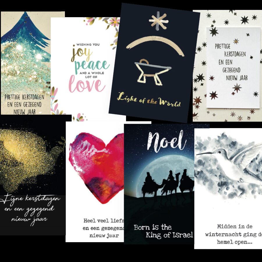 Voordeelpakje kerstkaarten 'Joy 2' - 16 stuks - MA26199 - Voordeelpakjes kerst bij MajesticAlly