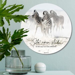 Muurcirkel 'Zebra's - Sta even stil' - 30 cm  - MA39215 -  Wanddeco bij MajesticAlly