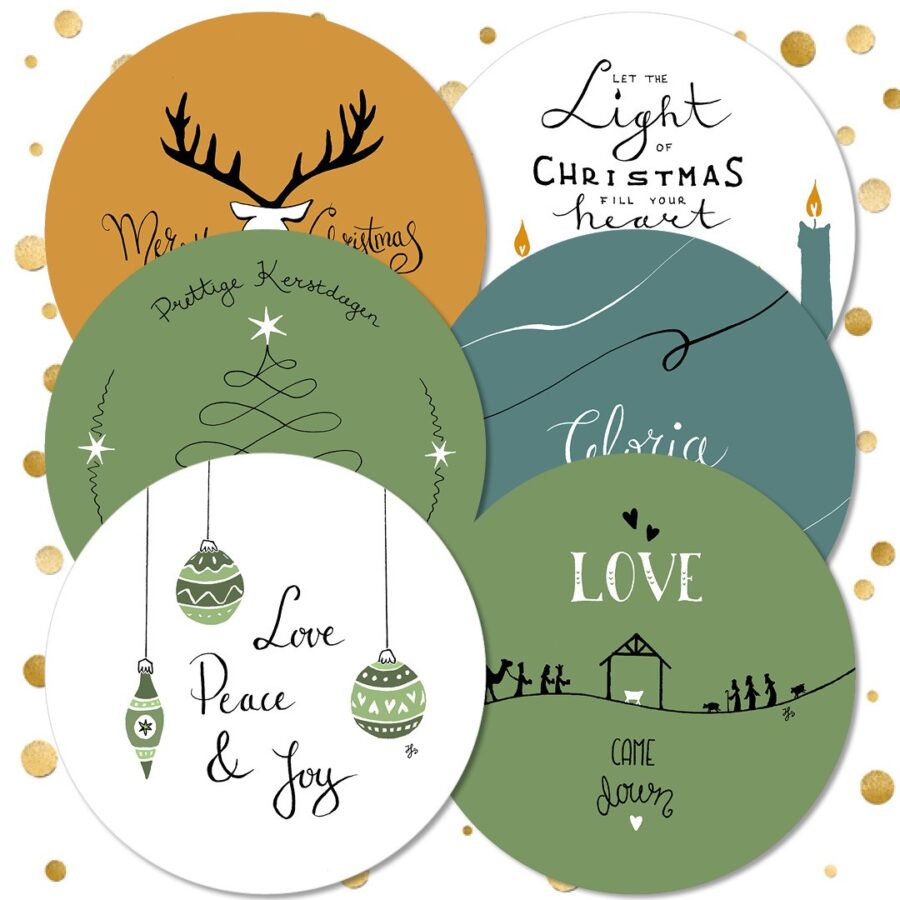 Voordeelpakje kerstkaarten rond serie 3 -12 stuks - MA41033 - Voordeelpakjes kerst bij MajesticAlly