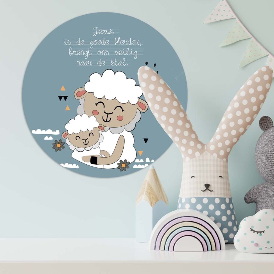 Kinder muurcirkel 'Jezus is de goede Herder' - 30 cm - MA39231 - Wanddeco bij MajesticAlly