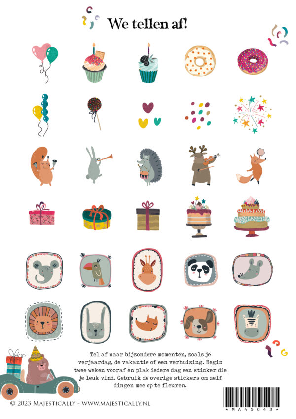 Stickers aftelkalender Dieren