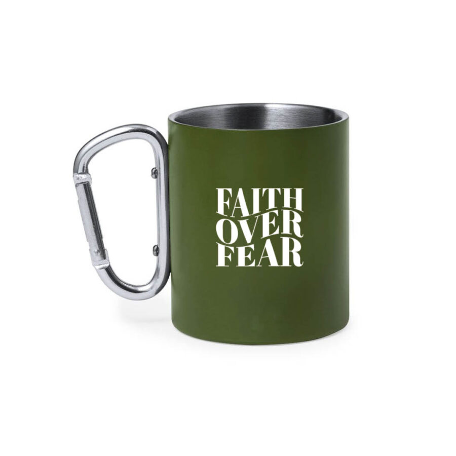Mok met karabijnhaak Faith over fear