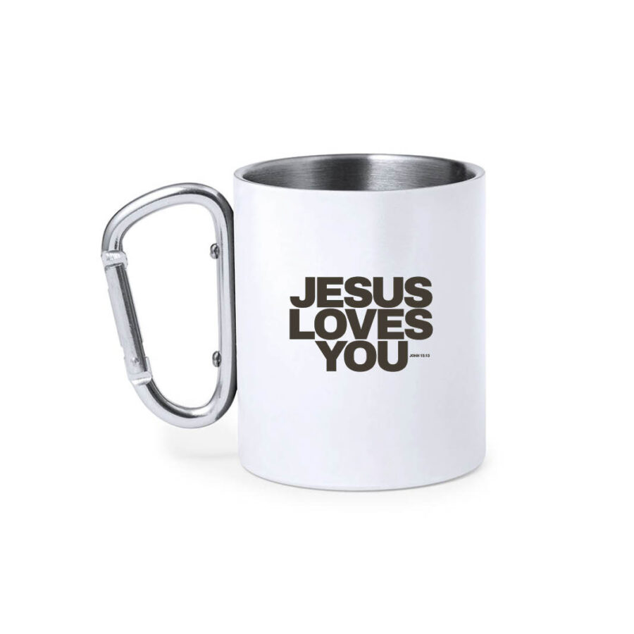 Mok met karabijnhaak Jesus loves you