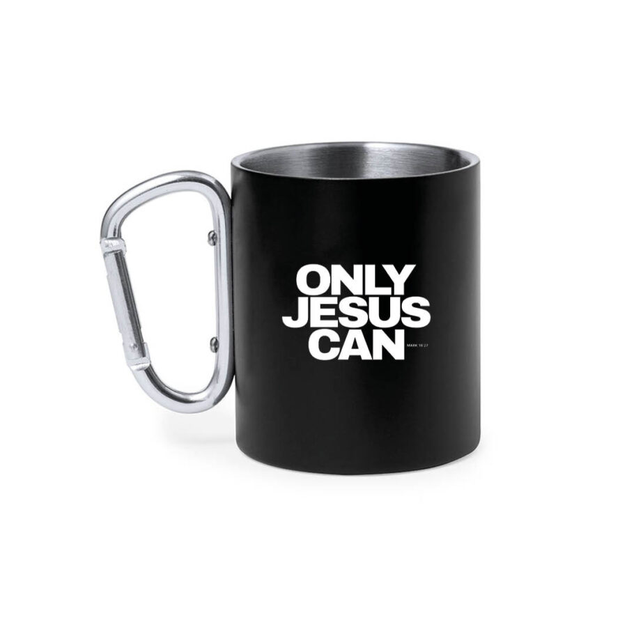 Mok met karabijnhaak Only Jesus can